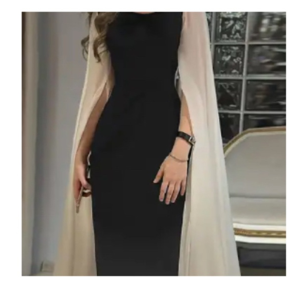 Elegant Black and Cream Evening Dress